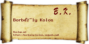 Borbély Kolos névjegykártya