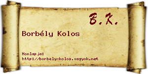 Borbély Kolos névjegykártya