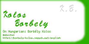 kolos borbely business card